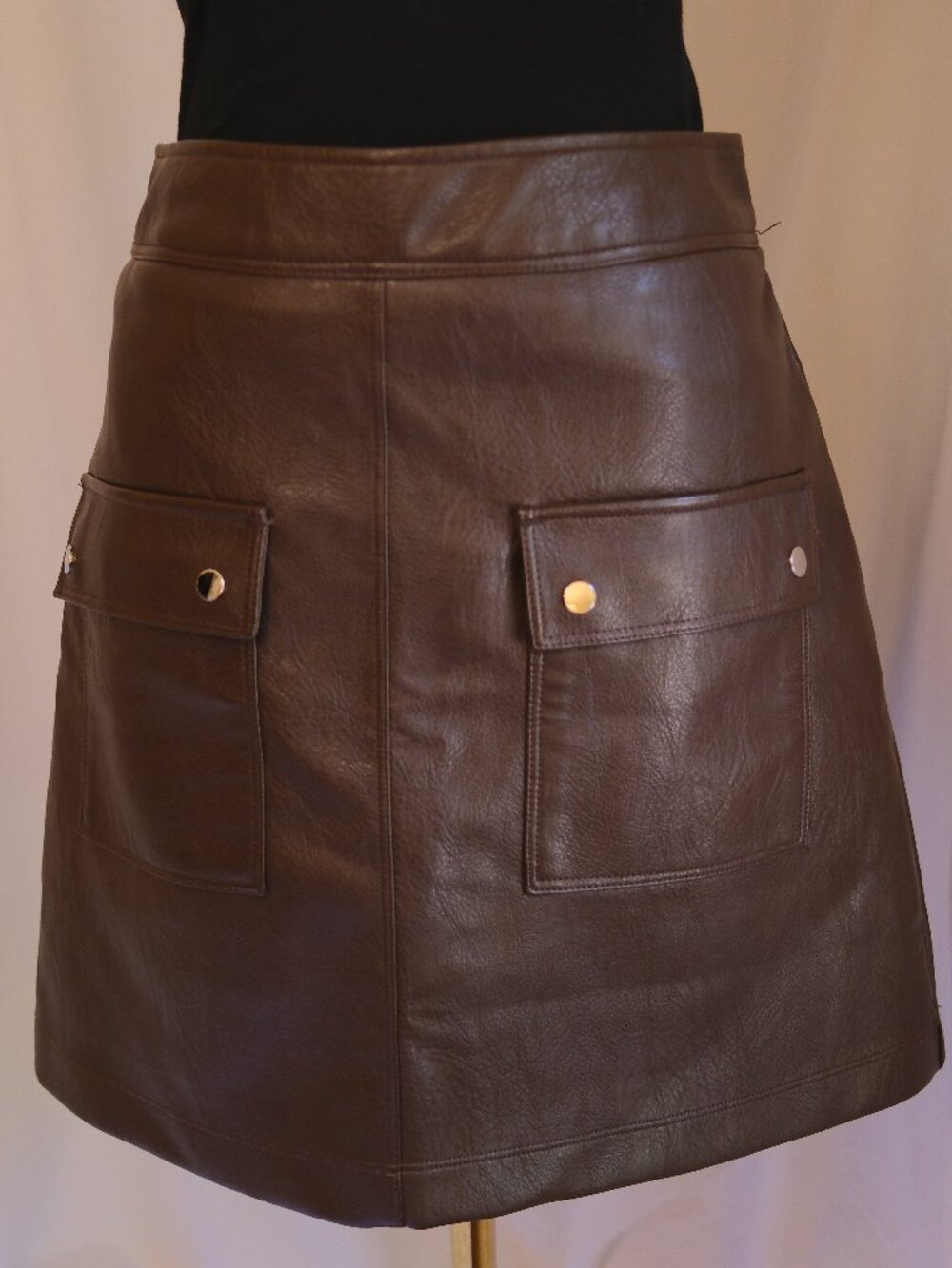 Melissa Nepton Brown Faux Leather Mini Skirt Size S